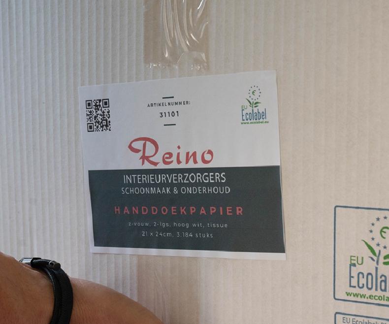Doos Reino handdoekpapier met EU Ecolabel certificering