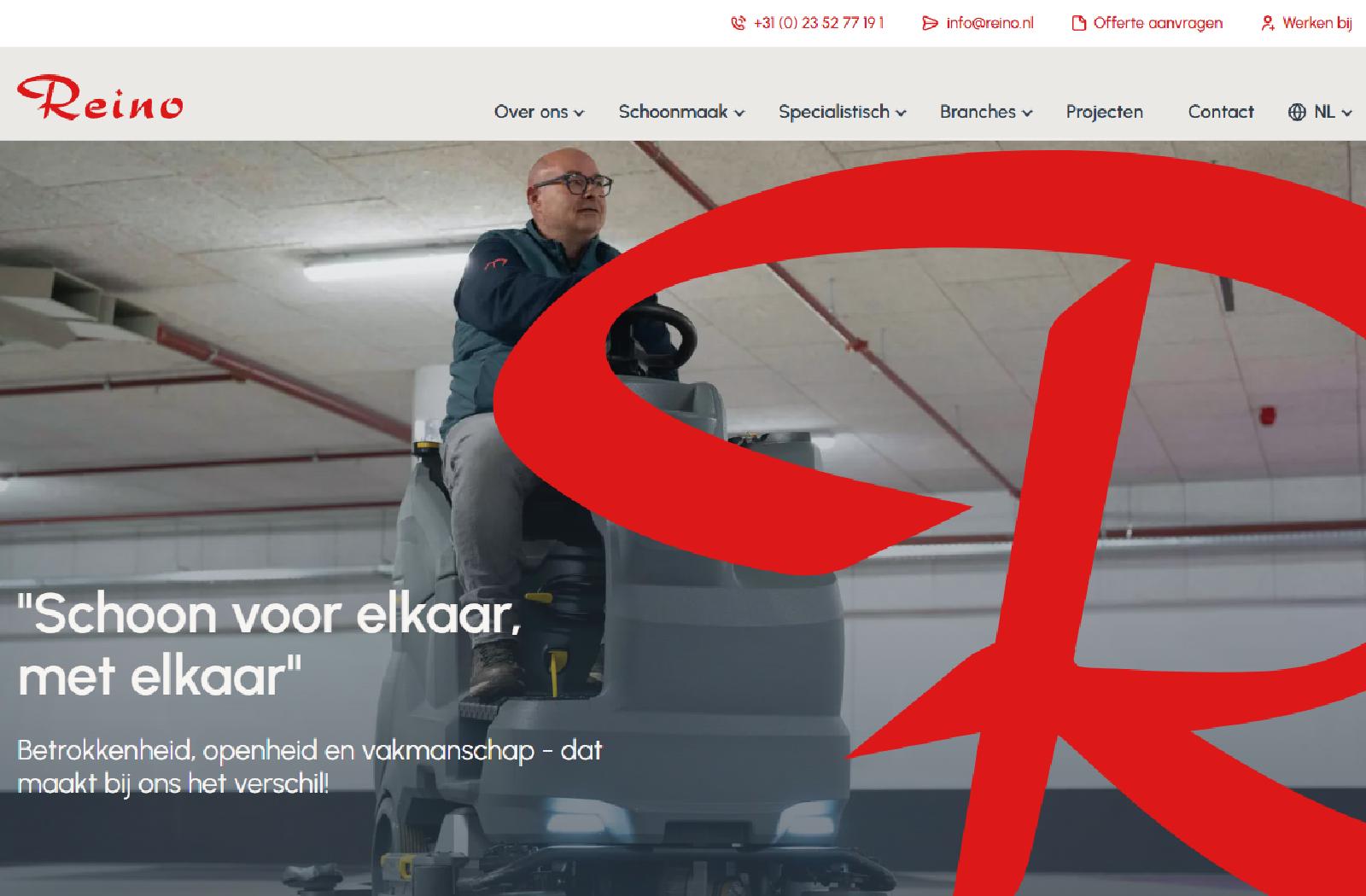Screenshot van de nieuwe Reino website